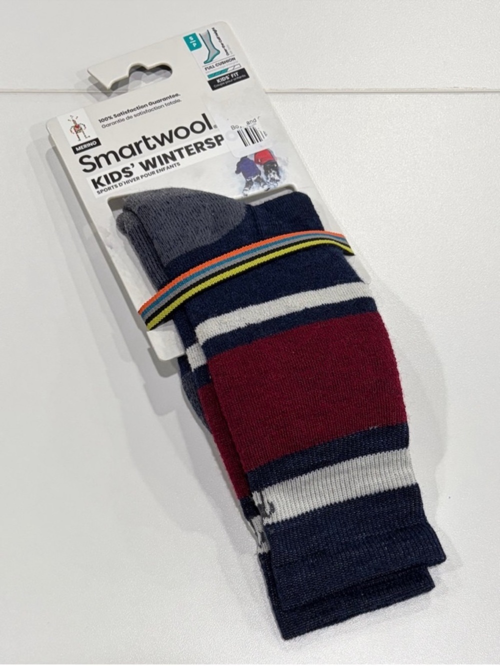 SmartWool Kids Small Wintersport Stripe Full Cushion Ski Socks Navy Blue Red NWT